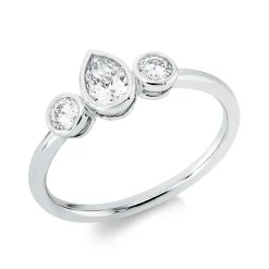 Ring aus 750 Gold Weißgold 3 Diamanten 0,44ct TW-SI B:6,6mm