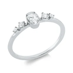 Ring aus 750 Gold Weißgold 5 Diamanten 0,29ct TW-SI B:5,6mm