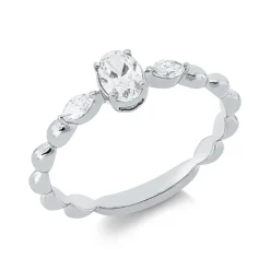 Ring aus 750 Gold Weißgold 3 Diamanten 0,43ct TW-SI B:5,5mm