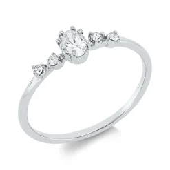 Ring aus 750 Gold Weißgold 5 Diamanten 0,26ct TW-SI B:4,5mm