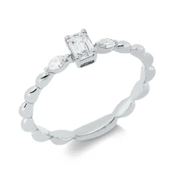Ring aus 750 Gold Weißgold 3 Diamanten 0,34ct TW-SI B:4,4mm