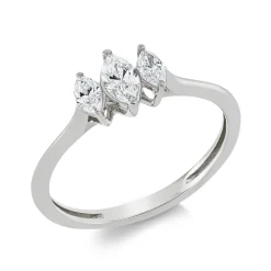Ring aus 750 Gold Weißgold 3 Diamanten 0,33ct TW-SI B:6,5mm