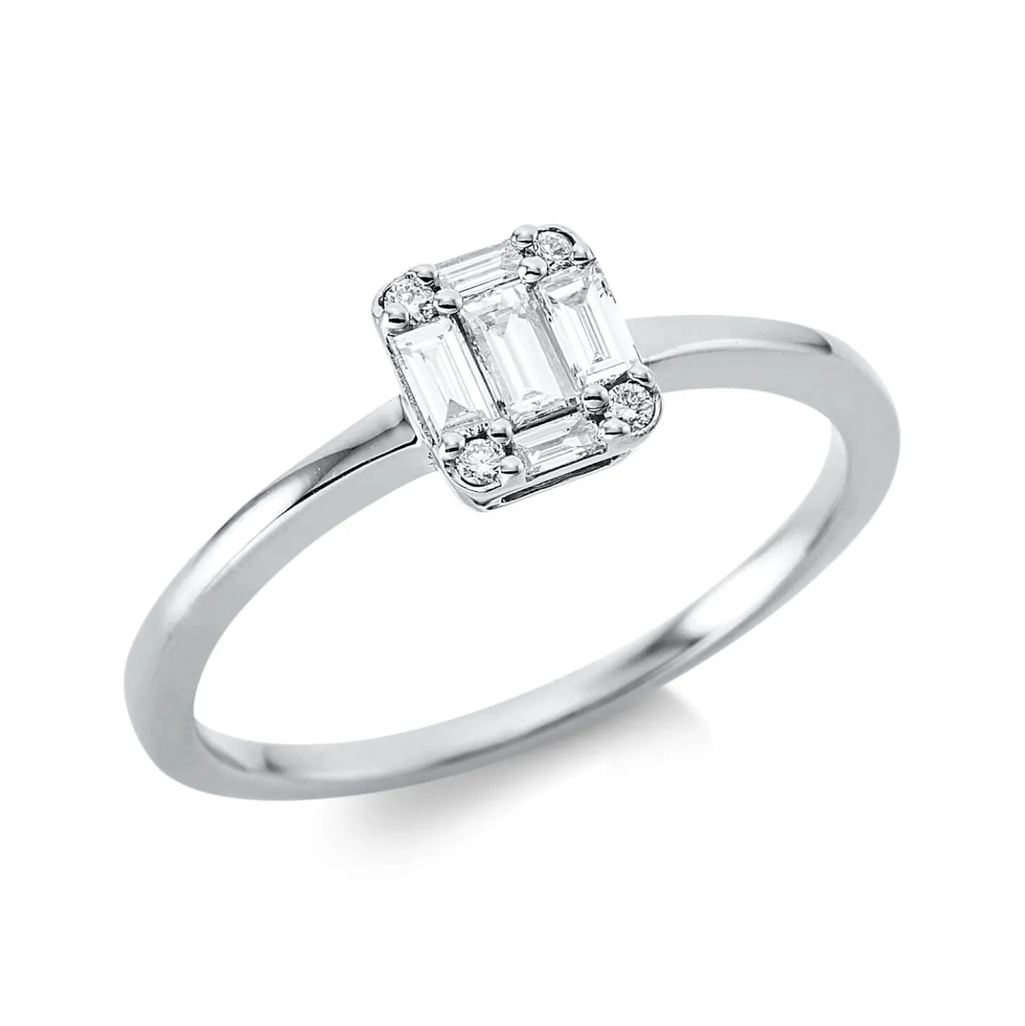 Ring aus 750 Gold Weißgold 9 Diamanten 0,25ct TW-SI B:6,1mm