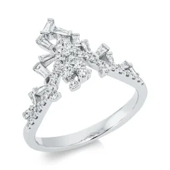 Ring aus 750 Gold Weißgold 51 Diamanten 0,51ct TW-SI B:13,3mm