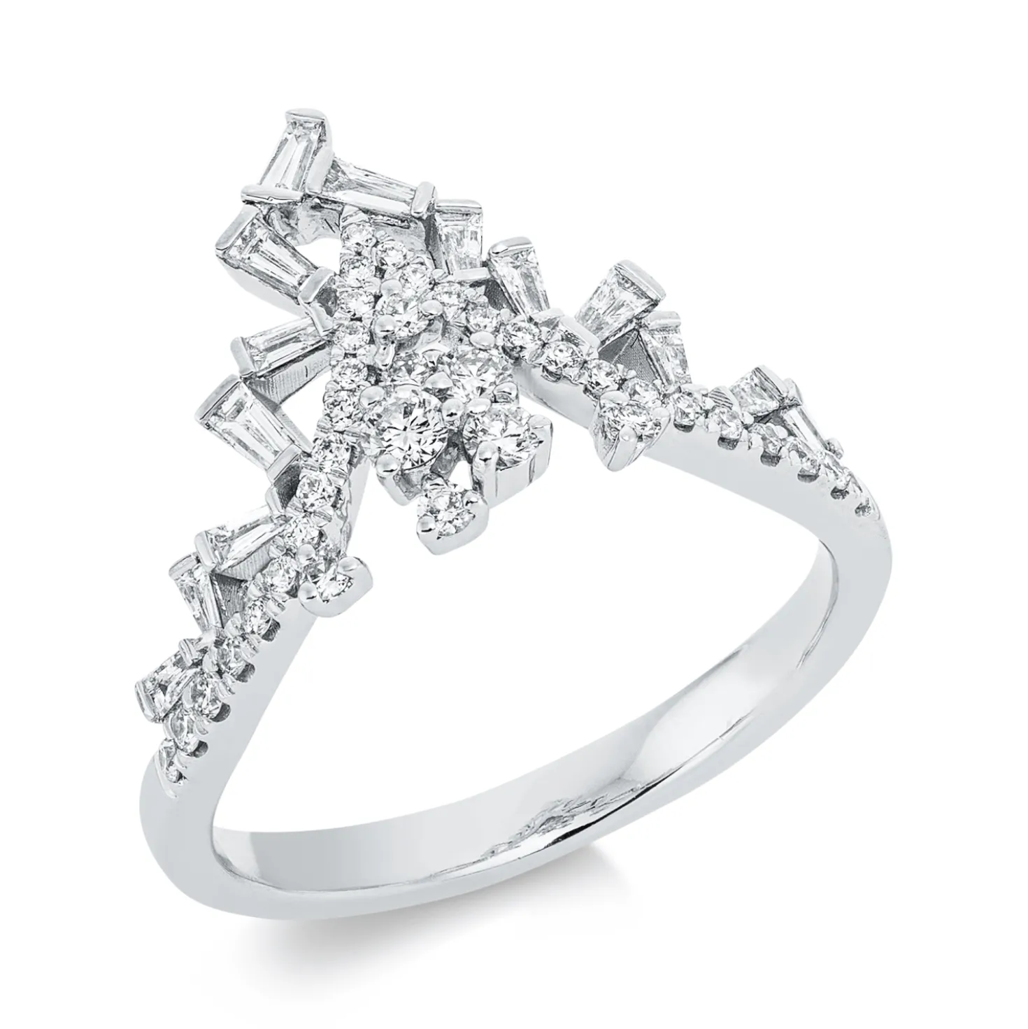 Ring aus 750 Gold Weißgold 51 Diamanten 0,51ct TW-SI B:13,3mm