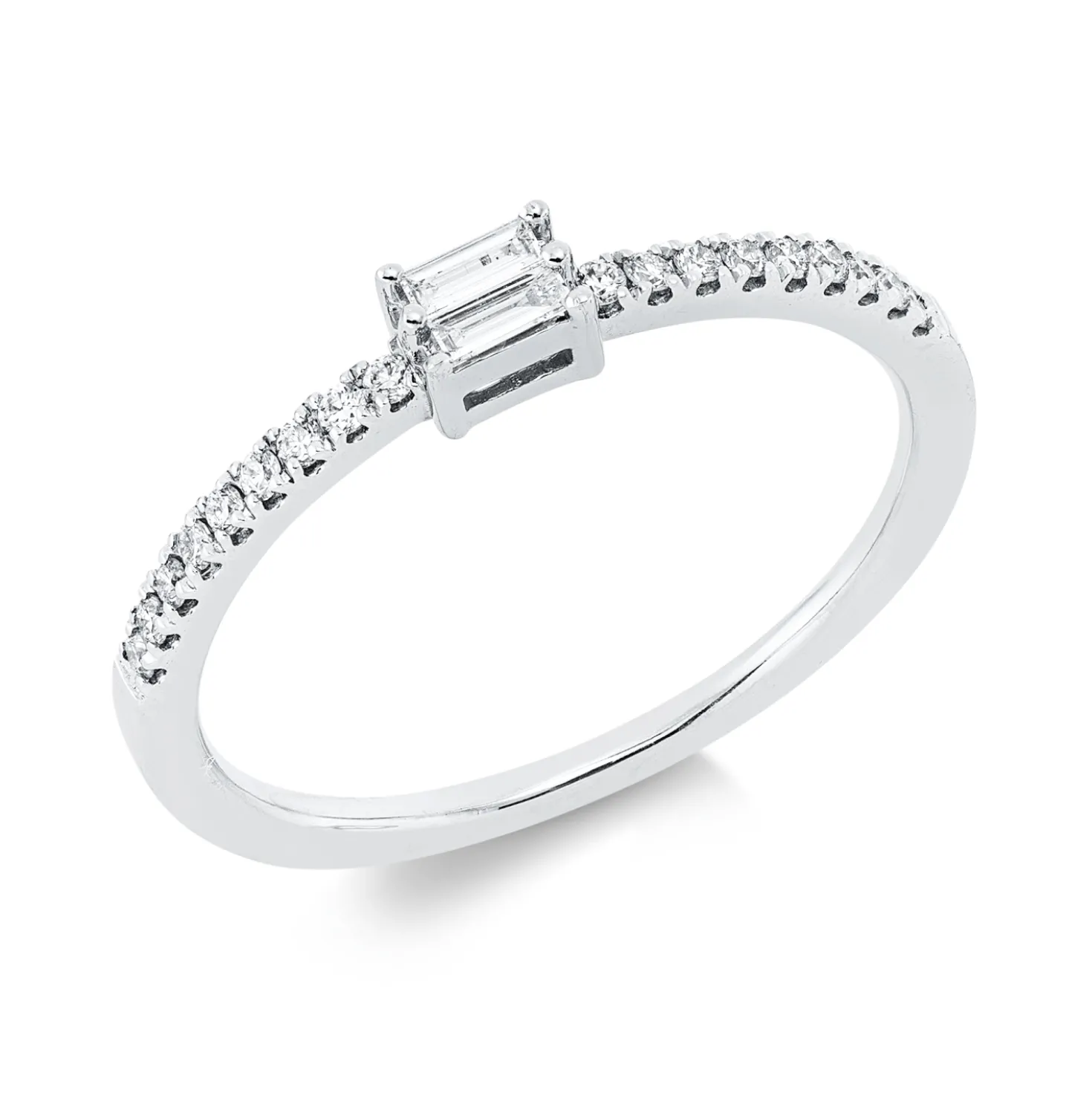 Ring aus 750 Gold Weißgold 20 Diamanten 0,17ct TW-SI B:4mm