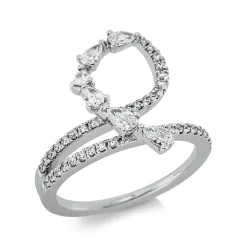 Ring aus 750 Gold Weißgold 46 Diamanten 0,68ct TW-SI B:12,2mm