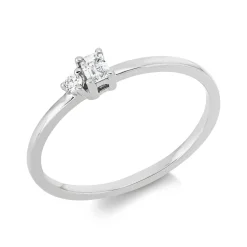 Ring aus 750 Gold Weißgold 2 Diamanten 0,11ct TW-SI B:3,4mm