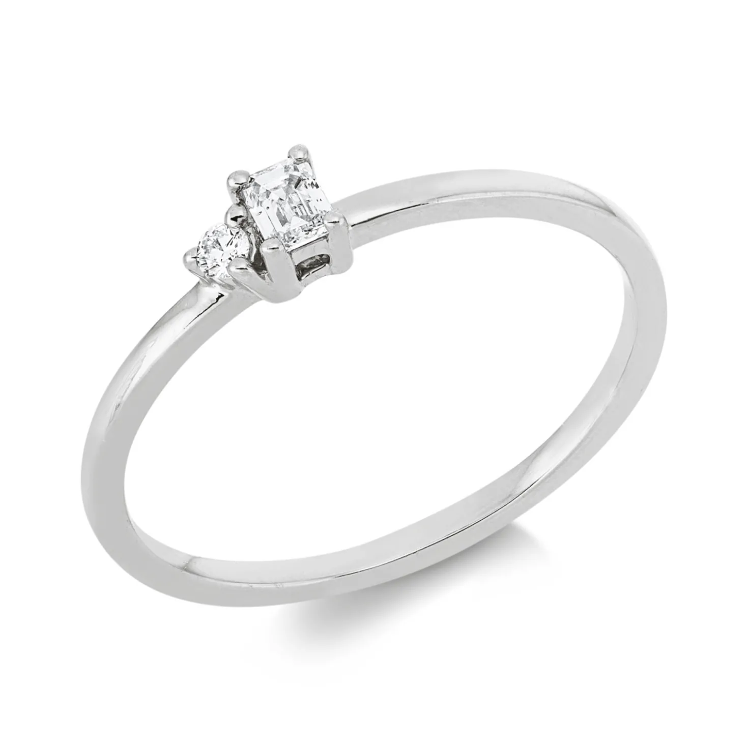 Ring aus 750 Gold Weißgold 2 Diamanten 0,11ct TW-SI B:3,4mm