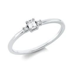 Ring aus 750 Gold Weißgold 3 Diamanten 0,13ct TW-SI B:3,7mm 4er-Krappe