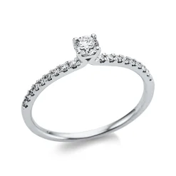 Ring aus 750 Gold Weißgold 19 Diamanten 0,36ct TW-SI B:3,6mm 4er-Krappe
