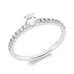 Ring aus 750 Gold Weißgold 17 Diamanten 0,45ct TW-SI B:4,3mm 4er-Krappe