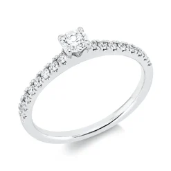 Ring aus 750 Gold Weißgold 17 Diamanten 0,44ct TW-SI B:3,7mm 4er-Krappe