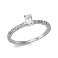 Ring aus 750 Gold Weißgold 23 Diamanten 0,53ct TW-SI B:5,3mm 4er-Krappe