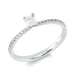 Ring aus 750 Gold Weißgold 21 Diamanten 0,29ct TW-SI B:4,4mm 4er-Krappe