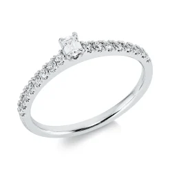 Ring aus 750 Gold Weißgold 17 Diamanten 0,35ct TW-SI B:3,3mm 4er-Krappe