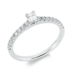 Ring aus 750 Gold Weißgold 17 Diamanten 0,45ct TW-SI B:4mm 4er-Krappe