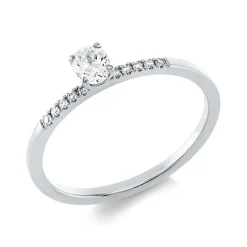 Ring aus 750 Gold Weißgold 11 Diamanten 0,28ct TW-SI B:4,5mm 4er-Krappe