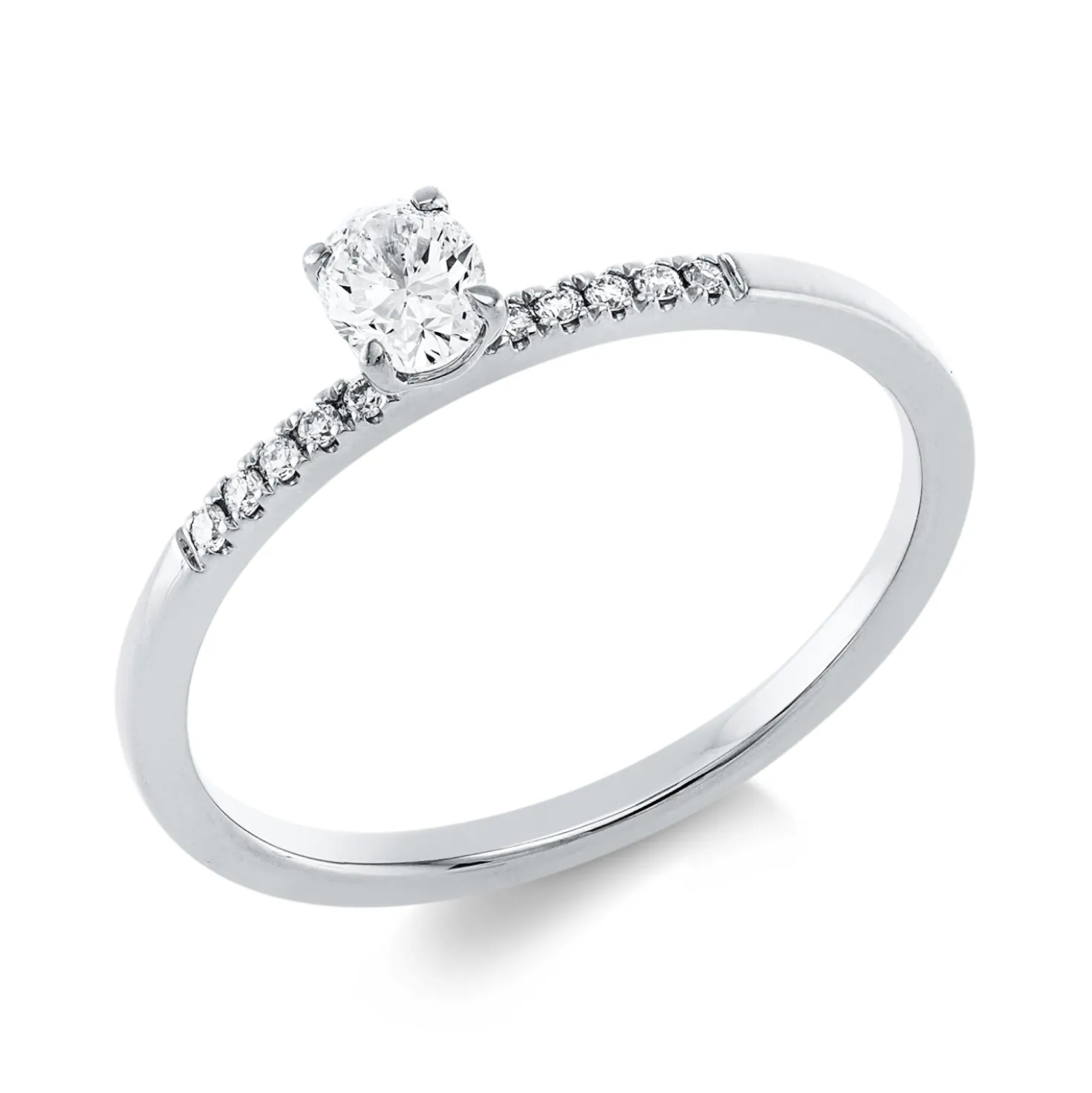 Ring aus 750 Gold Weißgold 11 Diamanten 0,28ct TW-SI B:4,5mm 4er-Krappe