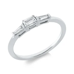 Ring aus 750 Gold Weißgold 3 Diamanten 0,32ct TW-SI B:3,1mm 4er-Krappe