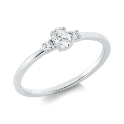 Ring aus 750 Gold Weißgold 3 Diamanten 0,23ct TW-SI B:4,3mm 4er-Krappe
