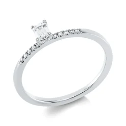 Ring aus 750 Gold Weißgold 11 Diamanten 0,27ct TW-SI B:4,4mm 4er-Krappe