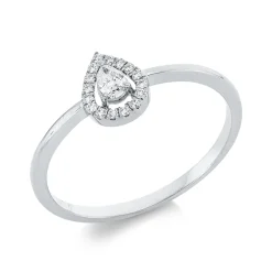Ring aus 750 Gold Weißgold 17 Diamanten 0,14ct TW-SI B:7,2mm 3er-Krappe
