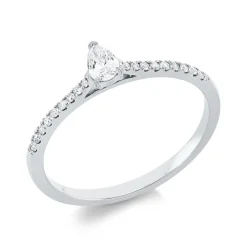 Ring aus 750 Gold Weißgold 19 Diamanten 0,24ct TW-SI B:4,8mm 3er-Krappe