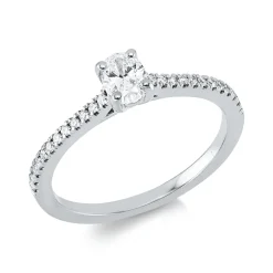 Ring aus 750 Gold Weißgold 25 Diamanten 0,44ct TW-SI B:5,3mm 4er-Krappe