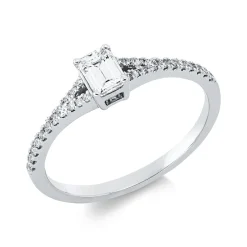 Ring aus 750 Gold Weißgold 29 Diamanten 0,42ct TW-SI B:4,8mm 4er-Krappe