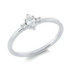 Ring aus 750 Gold Weißgold 3 Diamanten 0,24ct TW-SI B:5,8mm 6er-Krappe