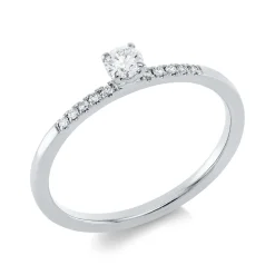 Ring aus 750 Gold Weißgold 11 Diamanten 0,2ct TW-SI B:3,3mm 4er-Krappe