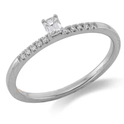 Ring aus 750 Gold Weißgold 11 Diamanten 0,19ct TW-SI B:3,6mm 4er-Krappe
