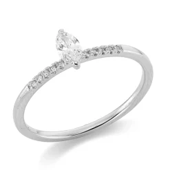 Ring aus 750 Gold Weißgold 11 Diamanten 0,25ct TW-SI B:6,2mm 2er-Krappe