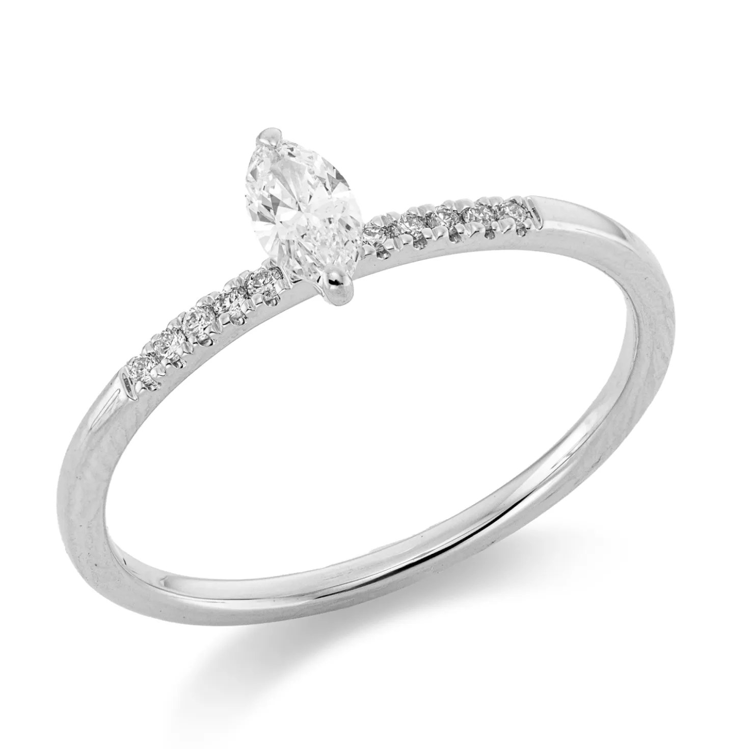 Ring aus 750 Gold Weißgold 11 Diamanten 0,25ct TW-SI B:6,2mm 2er-Krappe