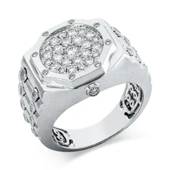 Ring aus 750 Gold Weißgold 66 Diamanten 0,91ct TW-SI B:16,6mm mattiert