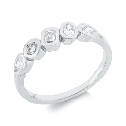 Ring aus 750 Gold Weißgold 5 Diamanten 0,5ct TW-SI B:5mm Zarge