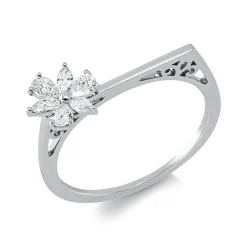 Ring aus 750 Gold Weißgold 6 Diamanten 0,29ct TW-SI H:7,3mm