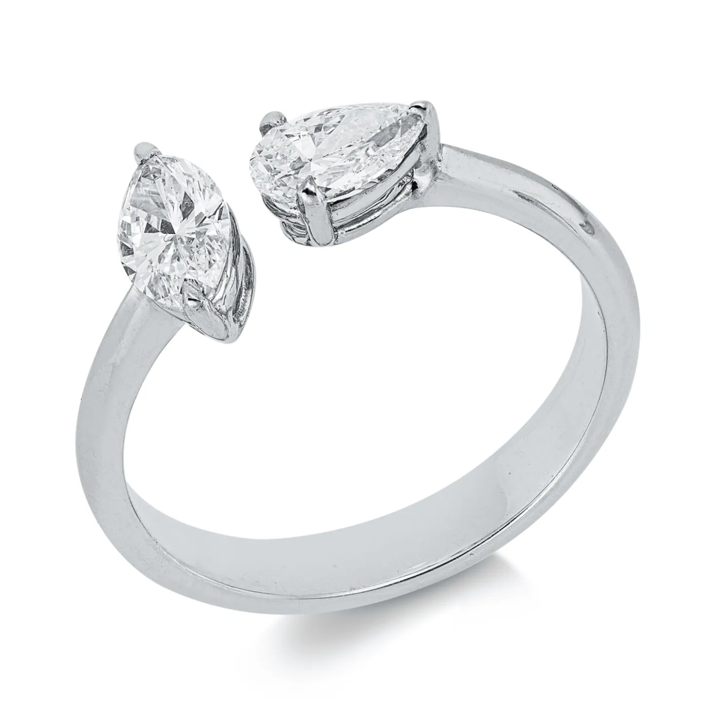 Ring aus 750 Gold Weißgold 2 Diamanten 0,79ct TW-VSI B:11mm