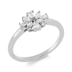 Ring aus 750 Gold Weißgold 8 Diamanten 0,33ct TW-VSI B:7,5mm