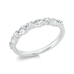 Ring aus 750 Gold Weißgold 9 Diamanten 0,46ct TW-VSI B:3mm