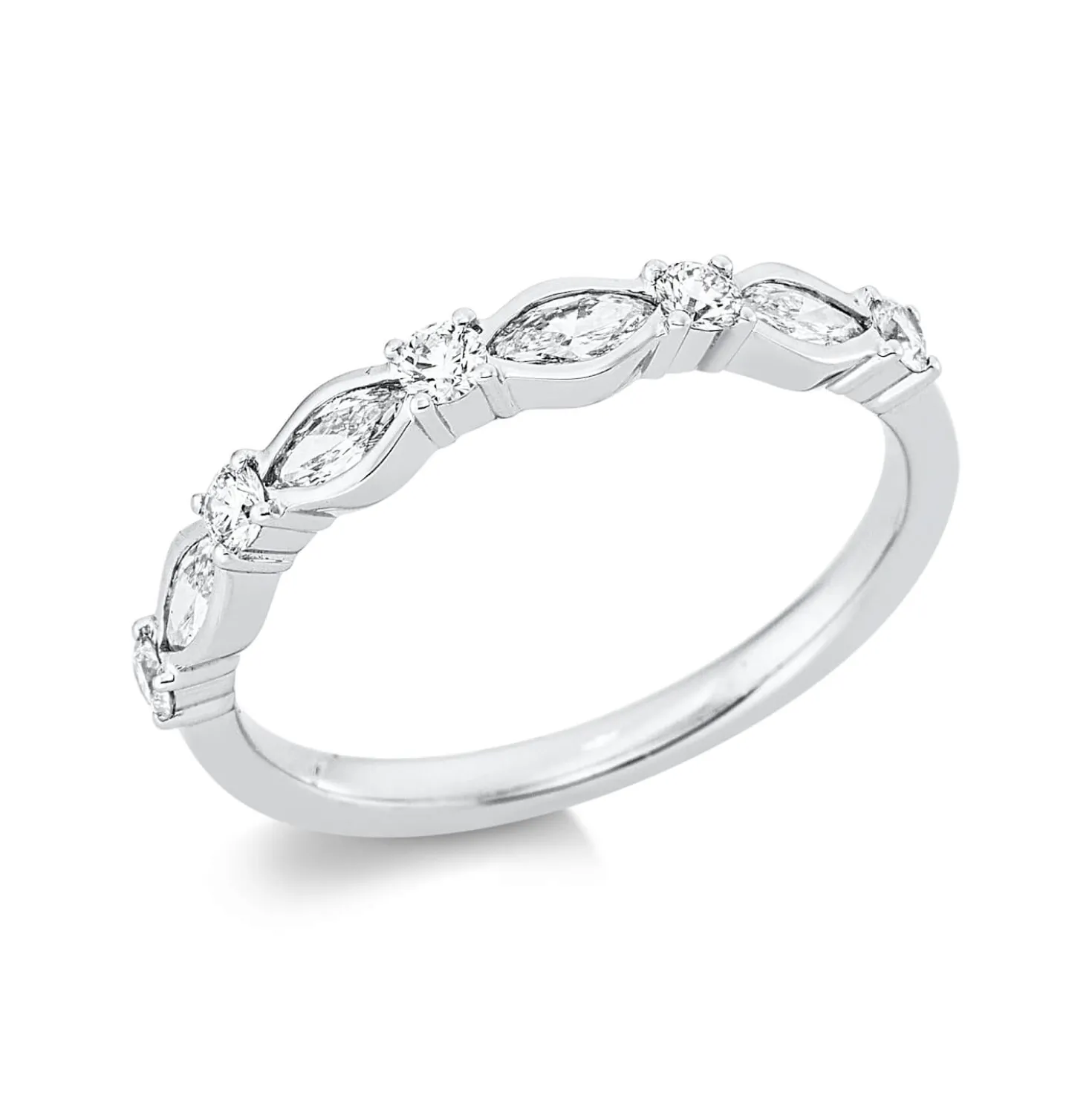 Ring aus 750 Gold Weißgold 9 Diamanten 0,46ct TW-VSI B:3mm