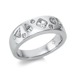 Ring aus 750 Gold Weißgold 9 Diamanten 0,91ct TW-VSI B:6,5mm