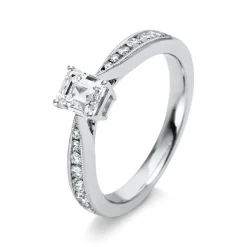 Ring aus 750 Gold Weißgold 15 Diamanten 0,98ct TW-VSI B:3mm 4er-Krappe