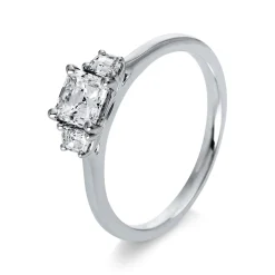 Ring aus 750 Gold Weißgold 3 Diamanten 0,79ct TW-VSI B:5,1mm 4er-Krappe