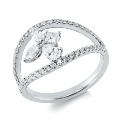 Ring aus 750 Gold Weißgold 50 Diamanten 0,72ct TW-VSI/SI B:11,8mm