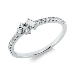 Ring aus 750 Gold Weißgold 20 Diamanten 0,28ct TW-VSI/SI B:4,5mm