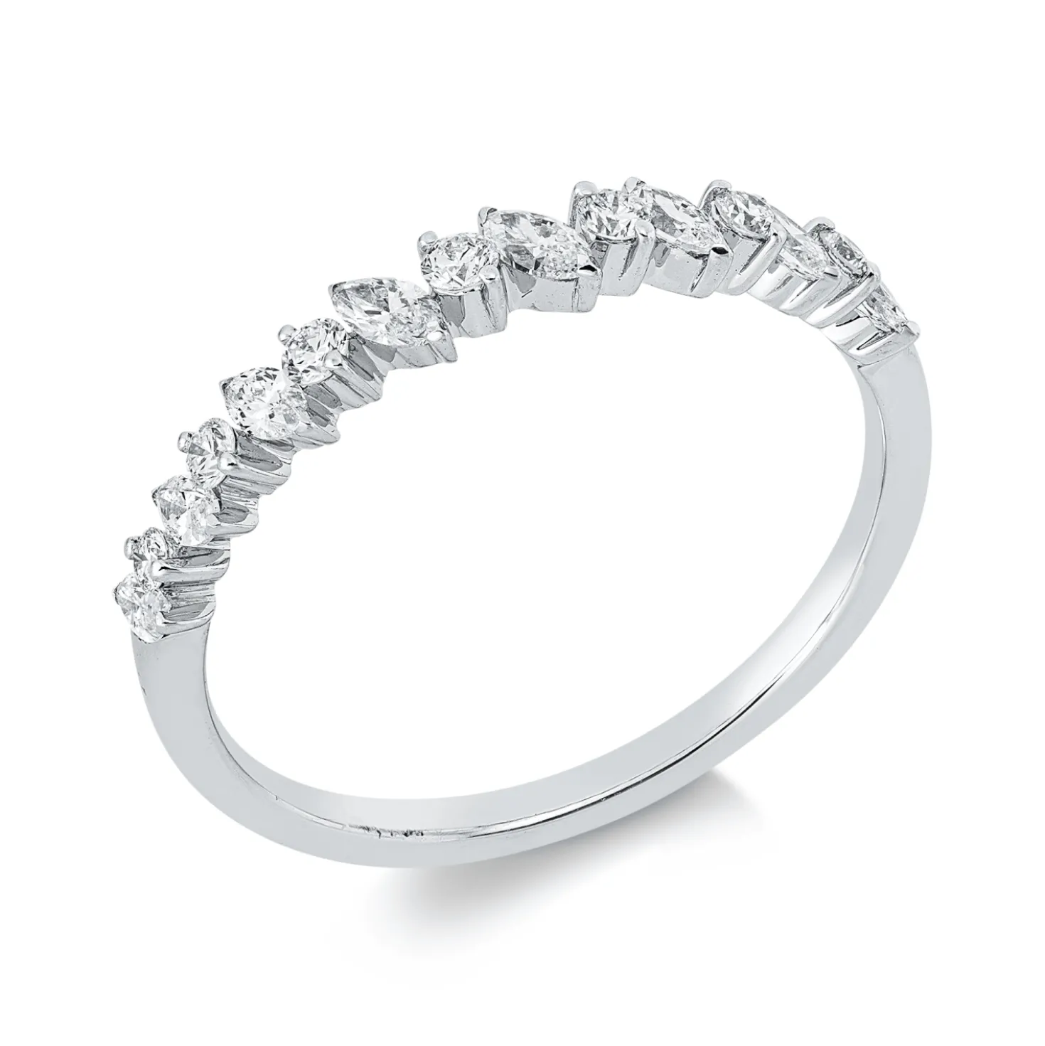 Ring aus 750 Gold Weißgold 15 Diamanten 0,39ct TW-VSI/SI B:3mm