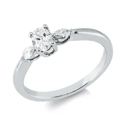 Ring aus 750 Gold Weißgold 3 Diamanten 0,38ct TW-VSI/SI B:4,9mm 4er-Krappe