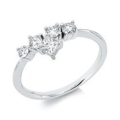 Ring aus 585 Gold Weißgold 5 Diamanten 0,56ct W-SI B:7,3mm